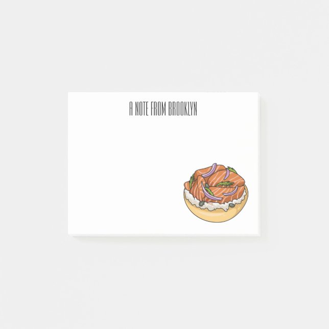 Post-it® dessin animé de bagel saumon (Devant)