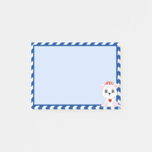 Post-it® Dessin animé d'ours polaire mignon sur fond bleu c