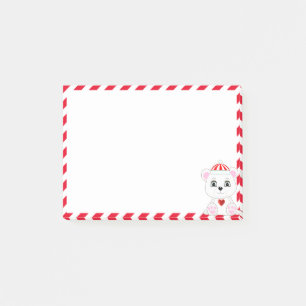 Post-it® Dessin animé d'ours polaire mignon sur fond rouge 