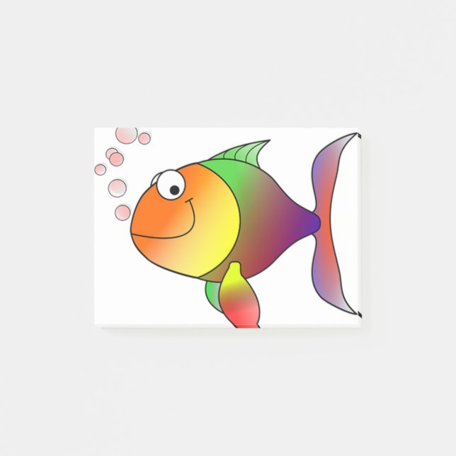 Post-it® dessin animé souriant de poisson rouge (Devant)