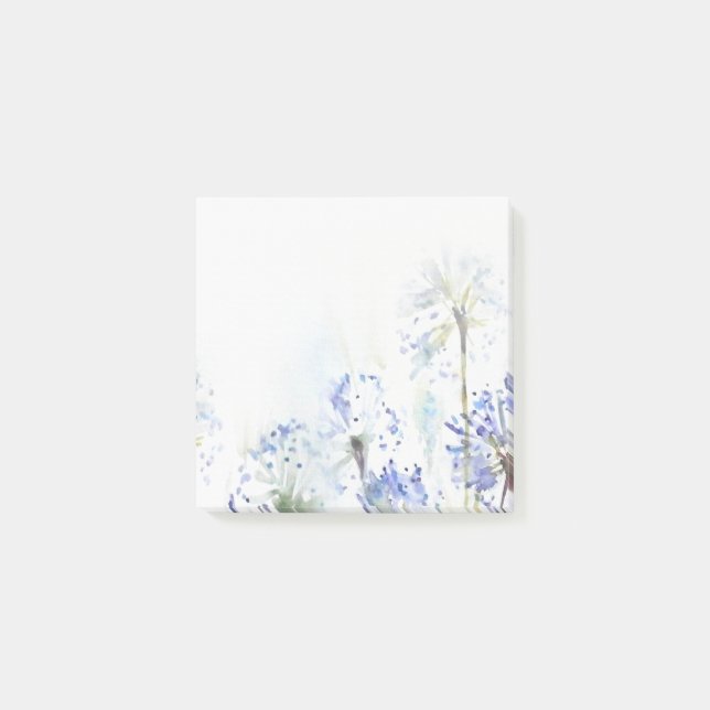 Post-it® Dessin d'aquarelle des fleurs d'été bleues (Devant)