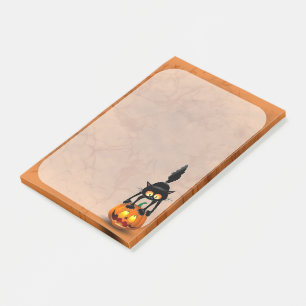 Post-it® Dessin d'Halloween au chat effrayé sur Citrouille