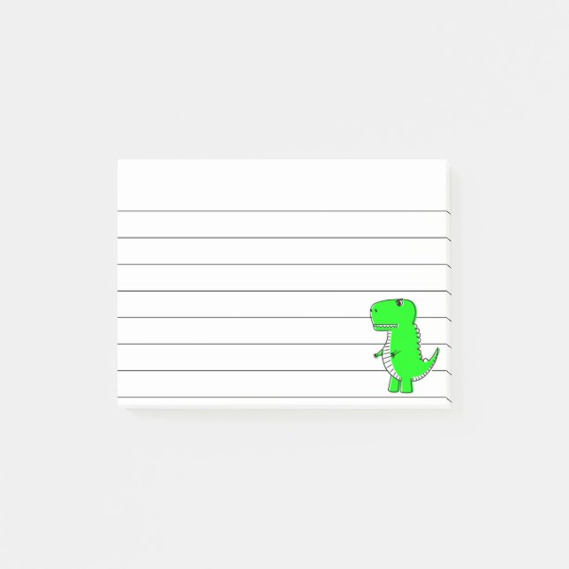 Post-it® Dessin Dinosaure Vert Liné 4x3 (Devant)