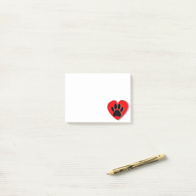 Post-it® Dessin du coeur du chien (Sur un bureau)