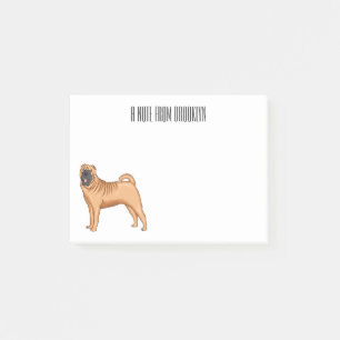 Post-it® dessin humoristique chinois de chien Shar-Pei