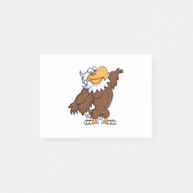 Post-it® dessin humoristique d'aigle posant caractère masco (Devant)