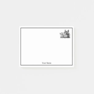 Post-it® Dessin tête de sanglier vintage en noir et blanc