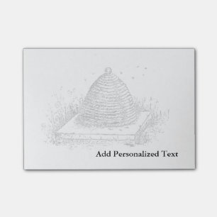 Post-it® Dessin Vintage de ruche noire et blanche
