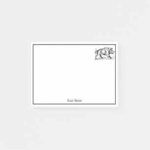 Post-it® Dessin vintage de sanglier BW #2