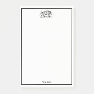 Post-it® Dessin vintage de sanglier BW #2