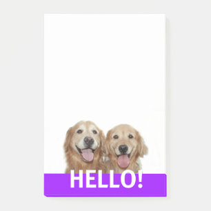 Post-it® Deux Chiens De Retriever Dorés Souriants Bonjour