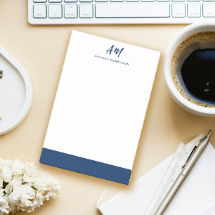 Post-it® Deux Monogrammes Marine Blue Script Décontracté