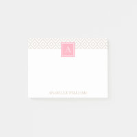 Diamants beiges en lin et monogramme rose