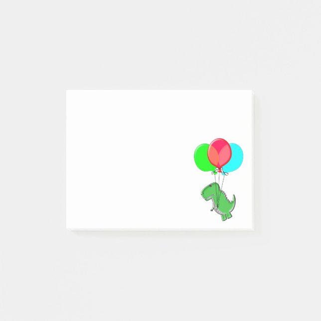 Post-it® Dino Mignonne Et En Colère Volant Avec Des Ballons (Devant)