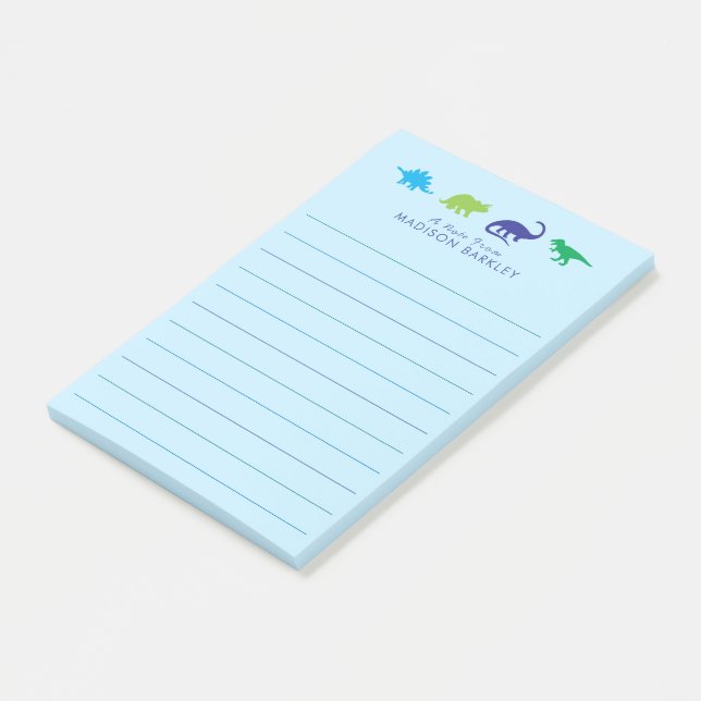 Post-it® Dinosaur bleu Cute Dino (Incliné)