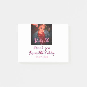 Post-it® Dirty 30 Anniversaire ajouter nom rose ajouter dat