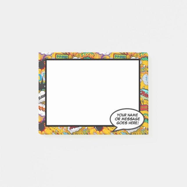 Post-it® Discours de bande dessinée amusant Message de nom  (Devant)