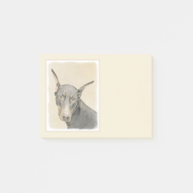 Post-it® Doberman Pinscher Peinture - Art Chien original (Devant)