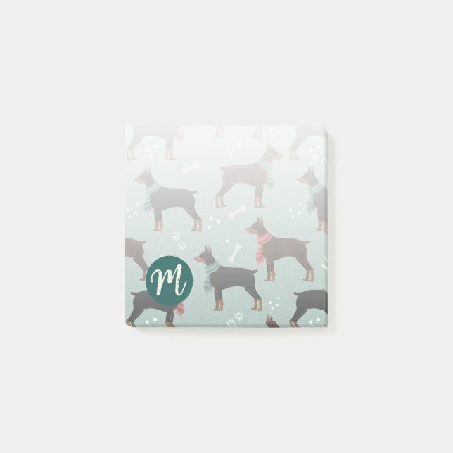 Post-it® Dobermans rouges et noirs dans Scarves Motif d'hiv (Devant)