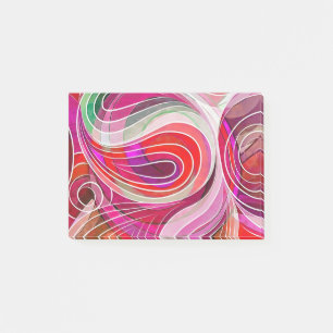Post-it® Doodle rouge et cramoisson aux lignes blanches