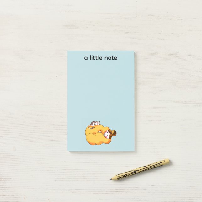 Post-it® Dormir la fille avec chat confortable (Sur un bureau)