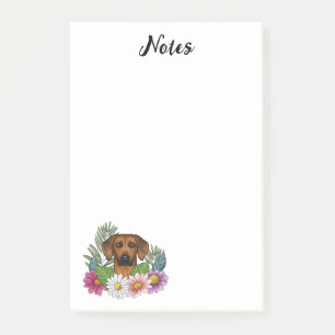 Post-it® Dos Ridgeback Rhodésien Tête Fleurs Colorées Et Te
