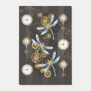 Post-it® Dragonflies de Steampunk sur arrière - plan rayé b