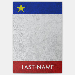 Post-it® Drapeau Acadien Nom de famille Grunge désorganisé 