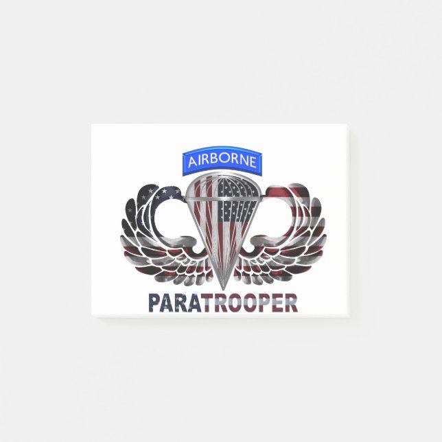 Post-it® Drapeau américain avec ailes aéroportées et parach (Devant)