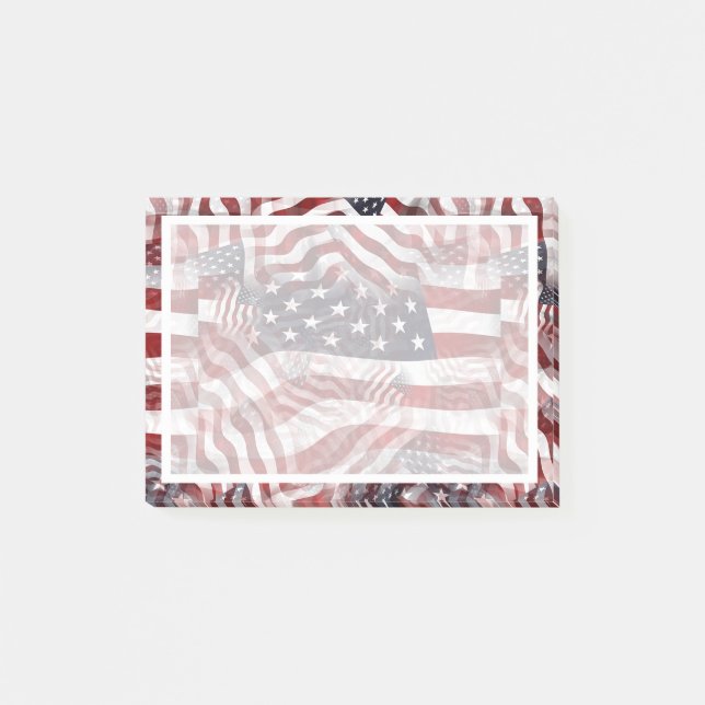Post-it® Drapeau américain Rouge Bleu Bleu Grilles Étoiles  (Devant)