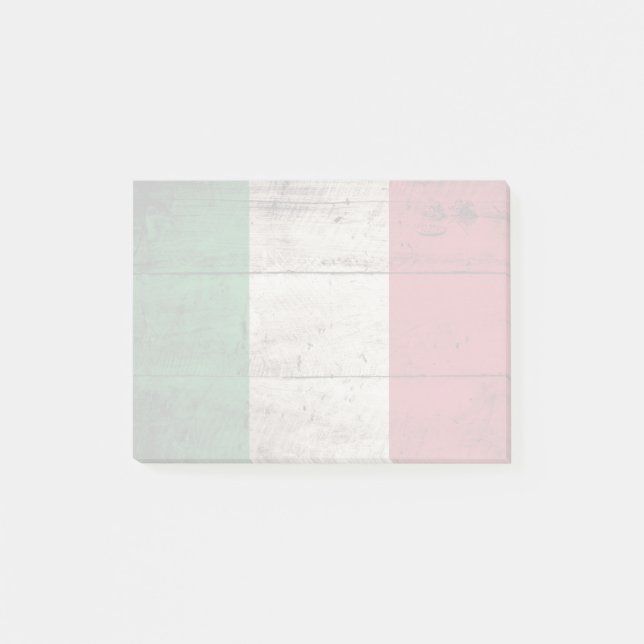 Post-it® Drapeau de l'Italie sur le vieux grain en bois (Devant)