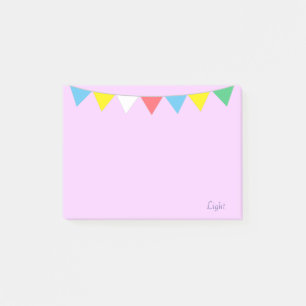 Post-it® Drapeaux multicolores et calligraphie sur violet