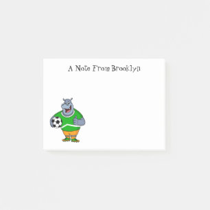 Post-it® Drôle de joueur de football hippo dessin humoristi