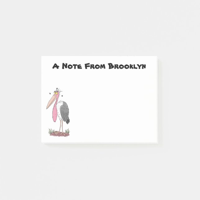 Post-it® Drôle dessin animé de cigogne en marabou (Devant)