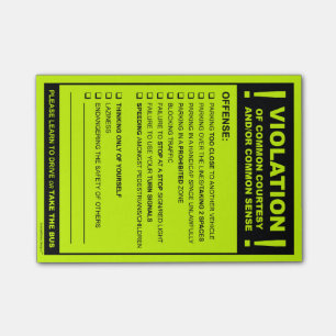 Post-it® Drôle Faux Parking Billet Conduite