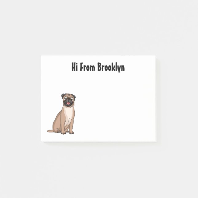 Post-it® Drôle joyeux dessin animé de chien de carlin (Devant)