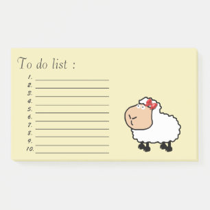 Post-it® Drôle mignon mouton de dessin animé"à faire liste"