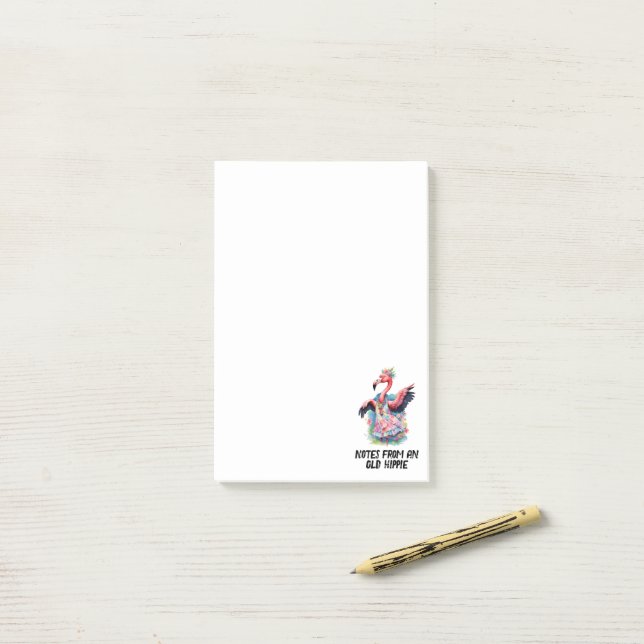 Post-it® Drôle Tie Dye Flamant rose Hippie (Sur un bureau)