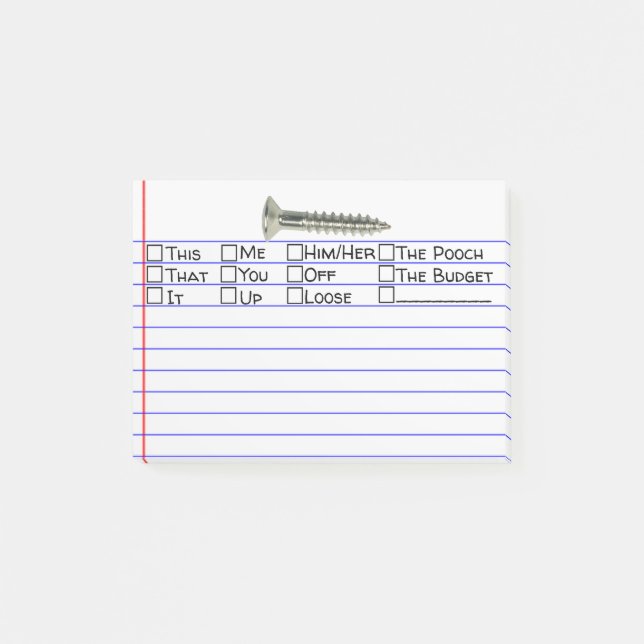 Post-it® Drôle "Vis" Choix de mots multiples Options 4"X3" (Devant)