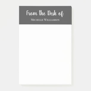 Post-it® Du bureau de la typographie élégante Simple Grey