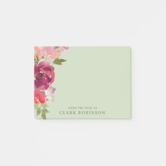 Post-it® Du Bureau De L'Aquarelle Romantique Sage Rose