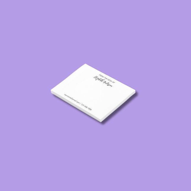 Post-it® Du bureau de noir et blanc Script Votre nom (Créateur téléchargé)