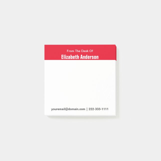 Post-it® Du Bureau de Nom Rouge et Blanc E-mail Téléphone (Devant)