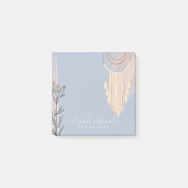 Post-it® Dusty Blue Peach Boho Mariage (Devant)