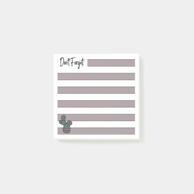 Post-it® Dusty Pink | Lined | Potted Cactus - (Devant)