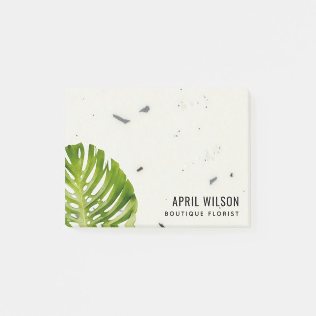 POST-IT® EAU EN PIERRE D'IVOIRE COULEUR VERT MONSTERA FEUIL (Devant)