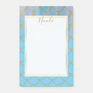 Post-it® Écailles de sirène irisées bleu et or avec chatoie