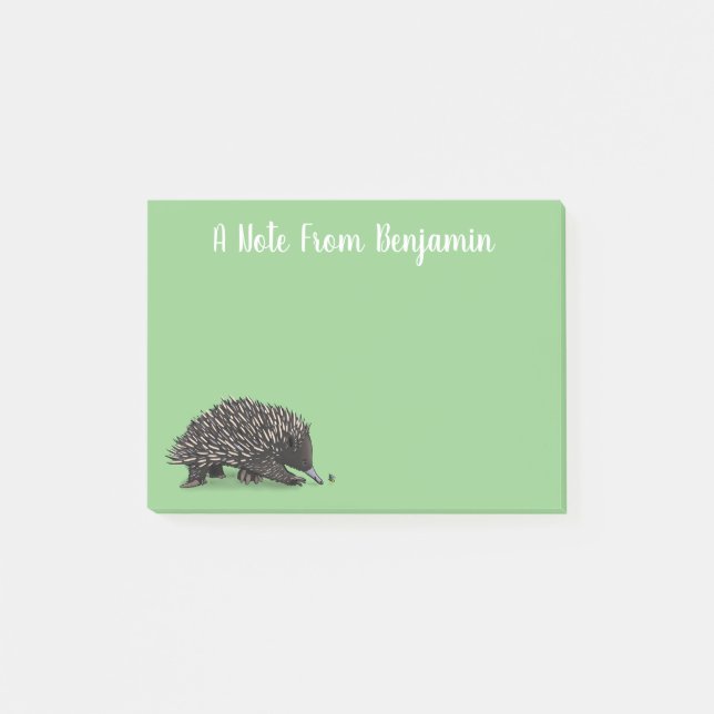 Post-it® Echidna mignonne avec dessin animé d'abeille (Devant)