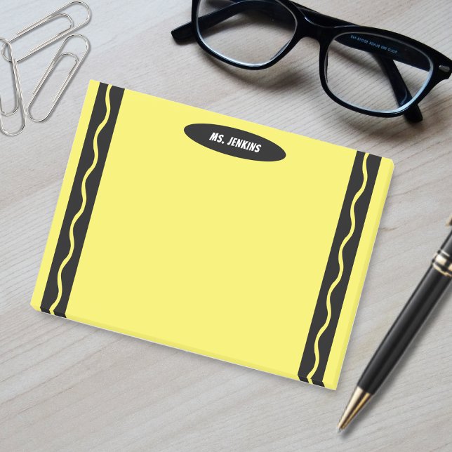 Post-it® École de Crayon Jaune Salle de classe étudiante (Yellow Crayon Teacher School Student Classroom Post-it Notes)