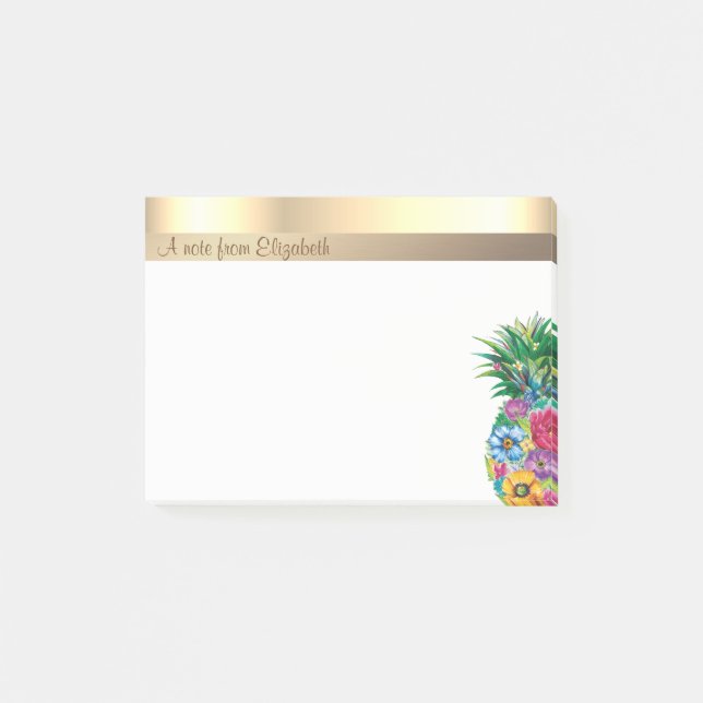 Post-it® Élégant Ananas Floral Moderne - Personnalisé (Devant)
